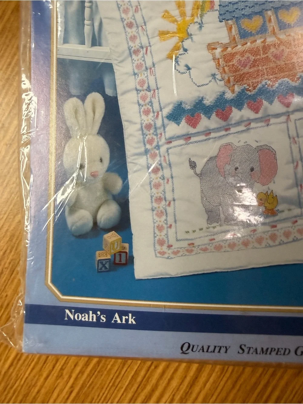 NWT Vintage Bucilla Noah's Ark Stamped Quilt Top for Baby Nursery #64005 Craft